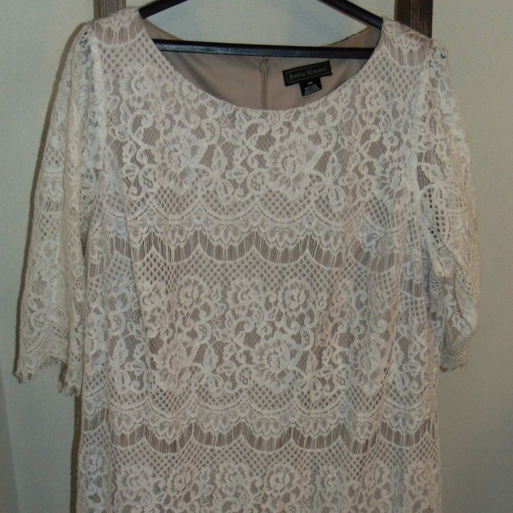 Knee Length A-line White Lace Dress